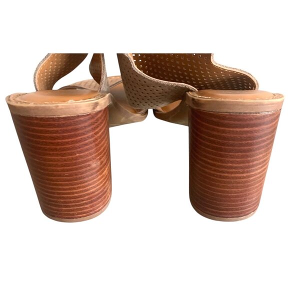 FRANCO SARTO Taupe Brown Delores Laser-Cut Women's Heeled Sandals Size 8.5M - Picture 6 of 9